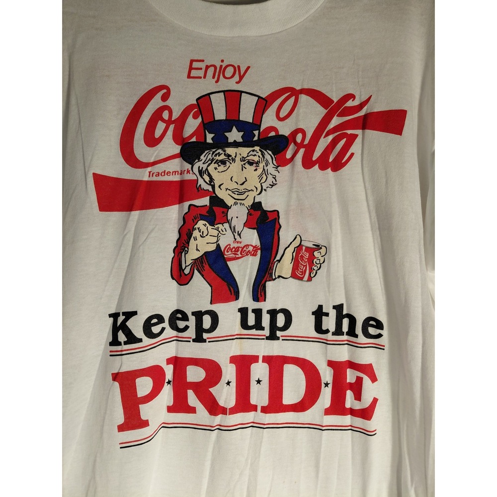 Vintage Coca-Cola Uncle Sam T-Shirt Screen Stars Welcome Home 251st White Large - Picture 2 of 5